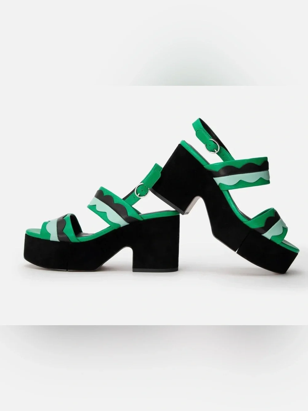 Clergerie Paris -Green & Black Platform Sandals - Women